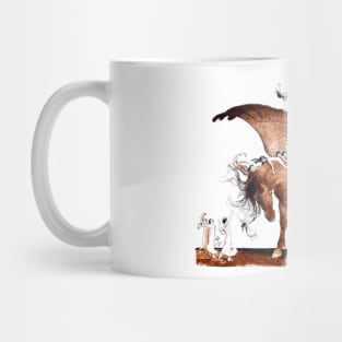 Women Playing Harps Climbing Pegasus the Winged Horse 1910 Jean Veber Mug